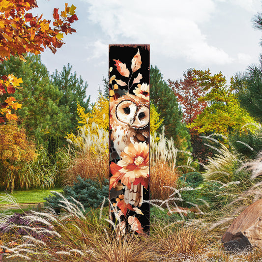 42-inch Fall Garden Stake | Watercolor Baby Owl | Perfect for Outdoor Decor | Yard Art | and Garden Decoration | Autumn Garden Accent