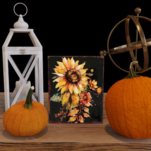 15in Fall Sunflower Table Decor - Fall Decor Wooden Autumn Tabletop Sign Decoration for Home, Farmhouse Harvest Holiday Indoor Party Decor