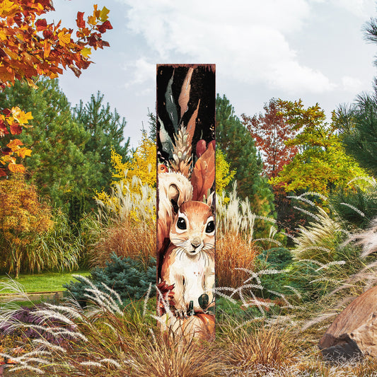 42-inch Fall Garden Stake - Watercolor Baby Squirrel - Perfect for Outdoor Decor - Yard Art and Garden Decoration | Autumn Garden Accent