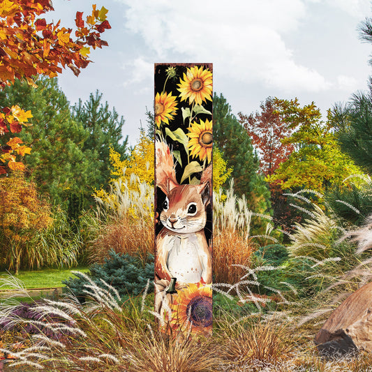 42-inch Fall Garden Stake - Watercolor Baby Squirrel - Perfect for Outdoor Decor, Yard Art and Garden Decoration, Autumn Garden Accent