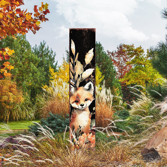 42-inch Fall Garden Stake | Watercolor Foxy | Perfect for Outdoor Decor | Yard Art and Garden Decoration | Autumn Garden Accent