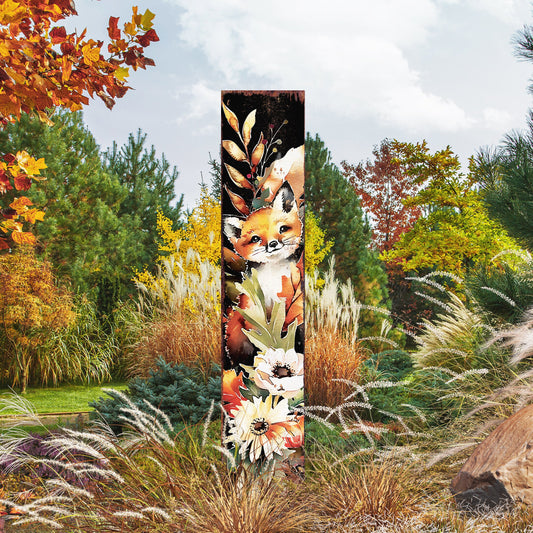 42-inch Fall Garden Stake - Watercolor Foxy - Perfect for Outdoor Decor | Yard Art and Garden Decoration | Autumn Garden Accent