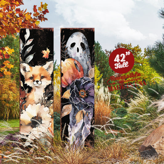 42-inch Fall & Halloween Garden Stake |  Reversible Yard Art and Garden Decoration | Autumn Garden Accent | Perfect for Outdoor Decor