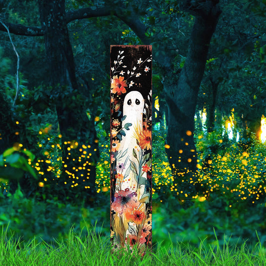 42in Halloween Watercolor | Ghost Wildflower Garden Stake | Wooden Halloween Decor | Perfect for Outdoor Decor on Patio & Lawn