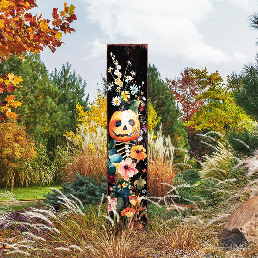 42in Halloween Garden Stake | Watercolor Jack O Lantern | Outdoor Patio and Lawn Decoration | Halloween Decor