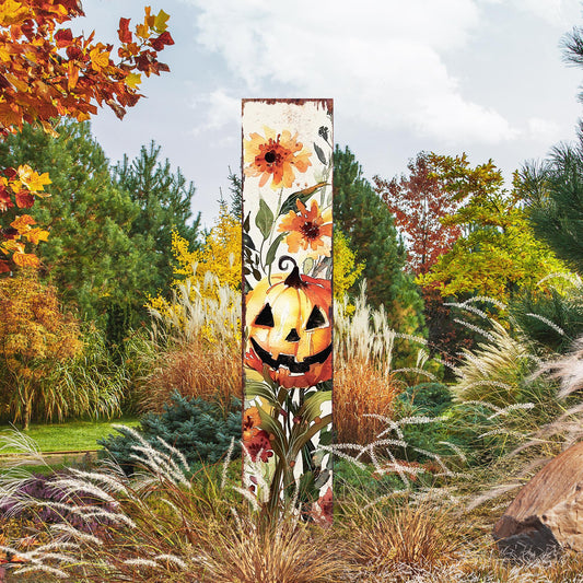 42in Halloween Garden Stake | Watercolor Jack O Lantern | Outdoor Patio and Lawn Decoration | Halloween Decoration