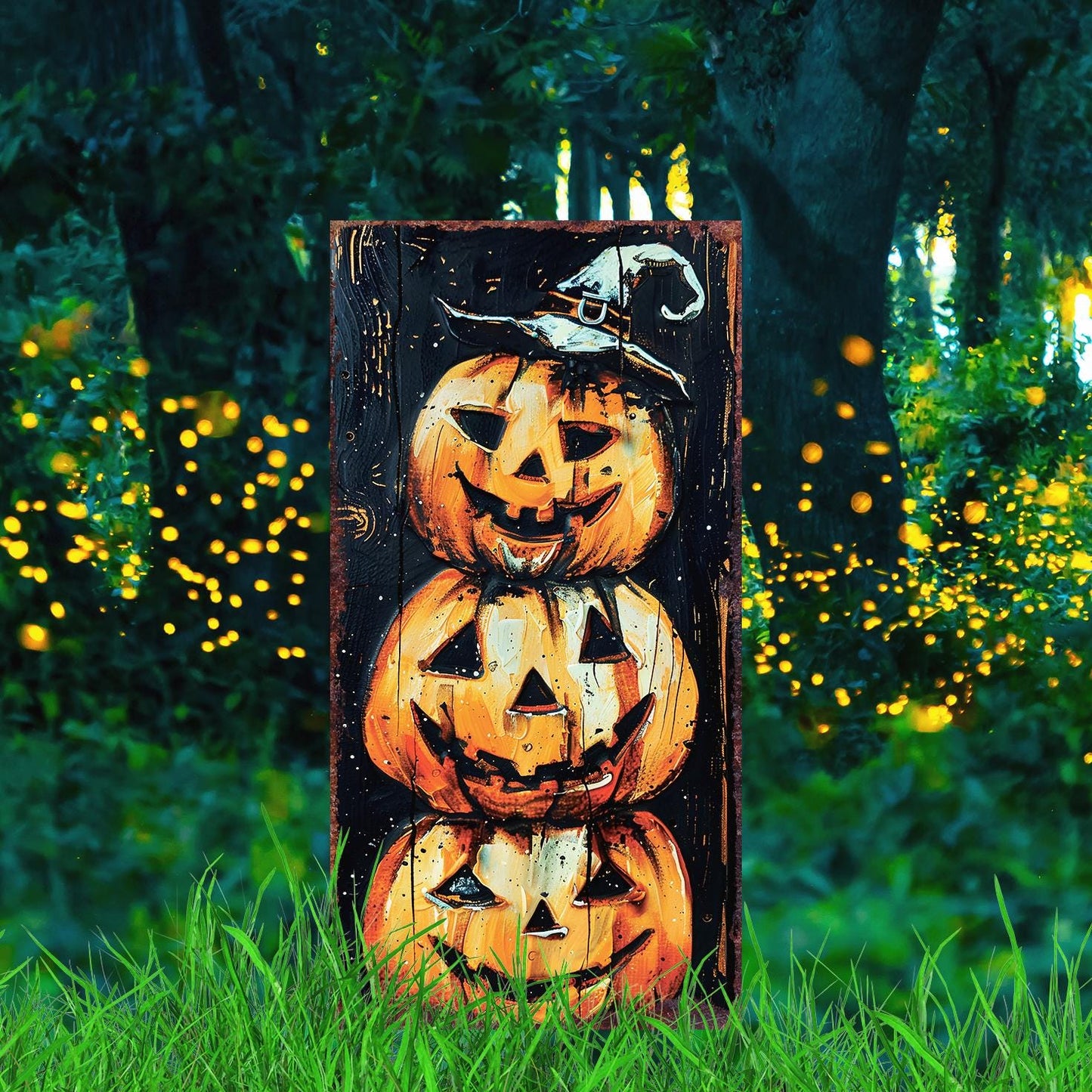 30-inch Halloween Jack O_ Lantern Garden Stake | Wooden Halloween Decor | Halloween Yard Decor, Halloween Garden Decor | Halloween Sign