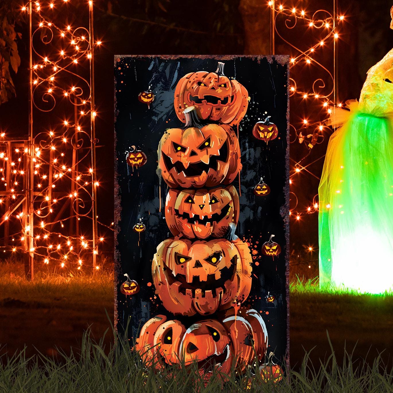 30-inch Halloween Jack O_ Lantern Garden Stake | Halloween Sign | Wooden Halloween Decor | Halloween Yard Decor, Halloween Garden Decor |