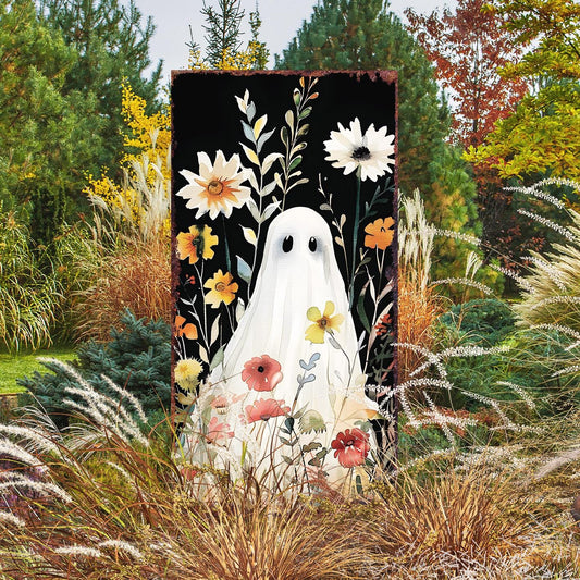 30in Halloween Ghost Garden Stake | Wooden Halloween Decor | Halloween Sign | Halloween Yard Decor | Halloween Watercolor Style Decor