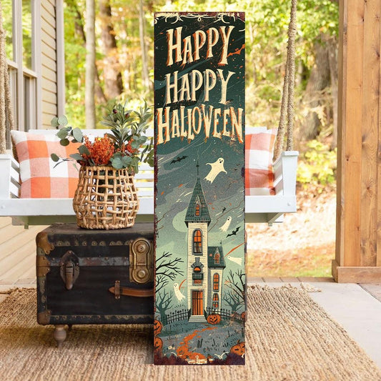 36in Happy Halloween Porch Sign - Front Porch Halloween Wooden Welcome Sign, Vintage Halloween Decoration, Halloween Decoration