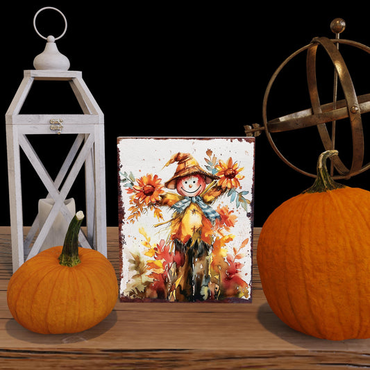 15in Fall Scarecrow Table Decor - Wooden Fall Decor Autumn Tabletop Sign Decor for Home, Farmhouse Harvest Holiday Indoor Party Decor