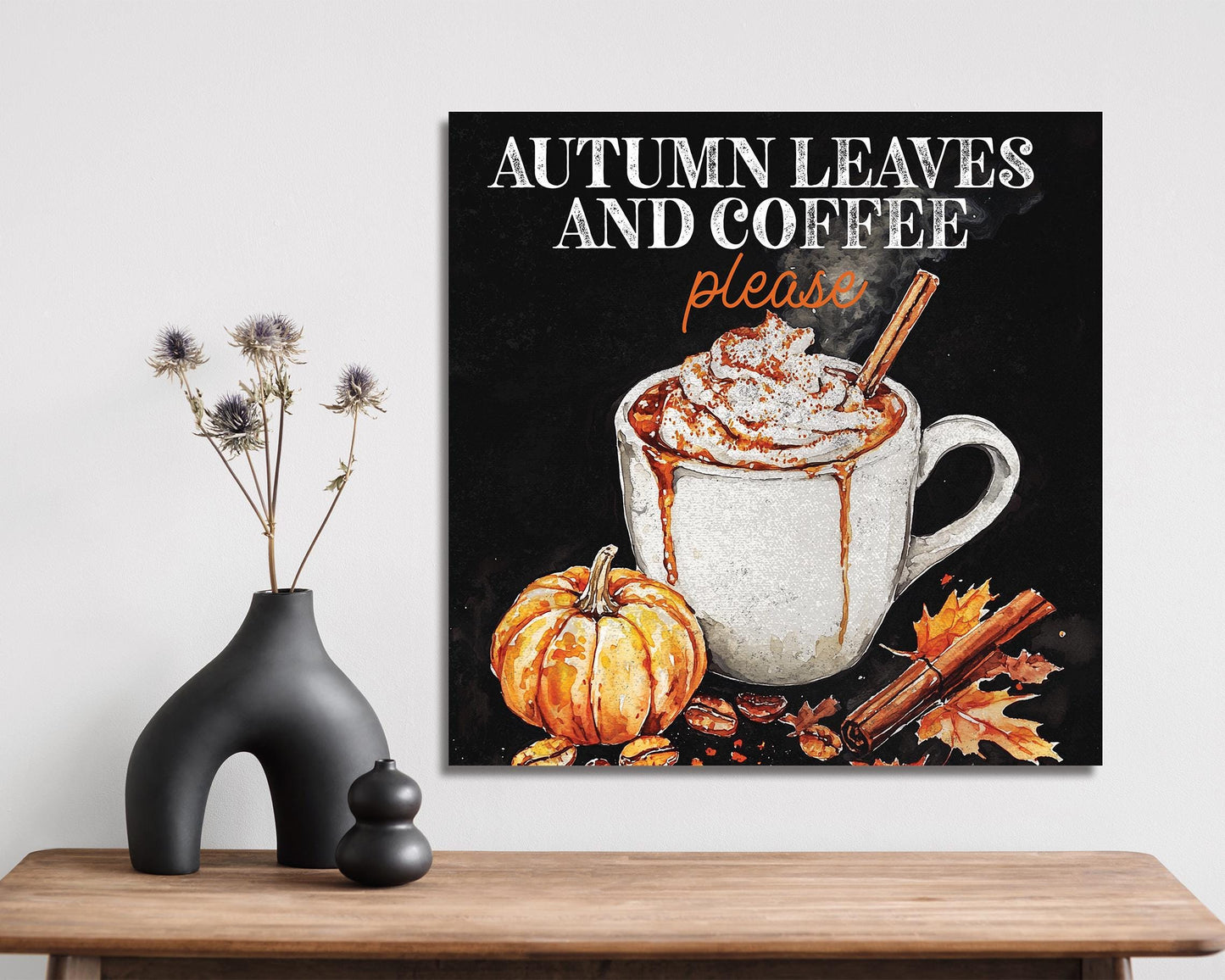 12in Fall Coffee Wall Canvas Sign | Fall Wall Decor for Mantel & Entryway | Harvest Autumn Wall Decoration | Fall Home Decor