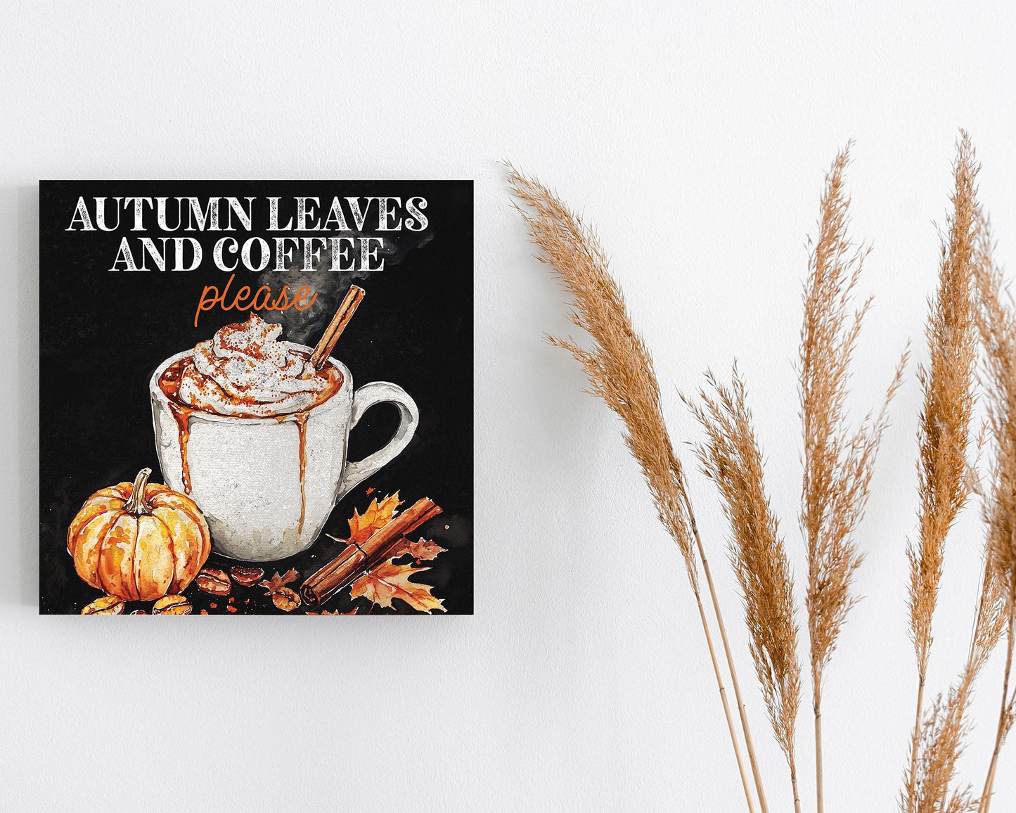 12in Fall Coffee Wall Canvas Sign | Fall Wall Decor for Mantel & Entryway | Harvest Autumn Wall Decoration | Fall Home Decor