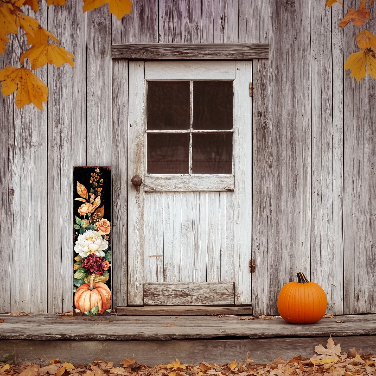 48in Fall Porch Sign - Front Porch Fall Plaque with Autumn Decoration | Entryway Fall Decor | Wood, UV Print | 48x12in