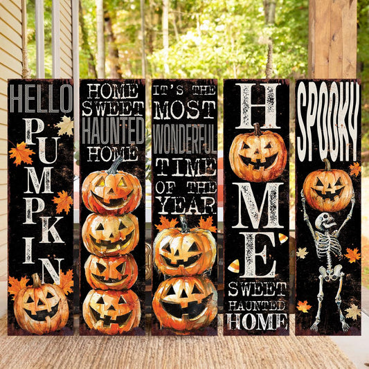 36-inch Halloween Jack-O’-Lantern Porch Sign - Farmhouse Entryway Decor, Halloween Front Door Board, Outdoor Porch Decor, Halloween Decor