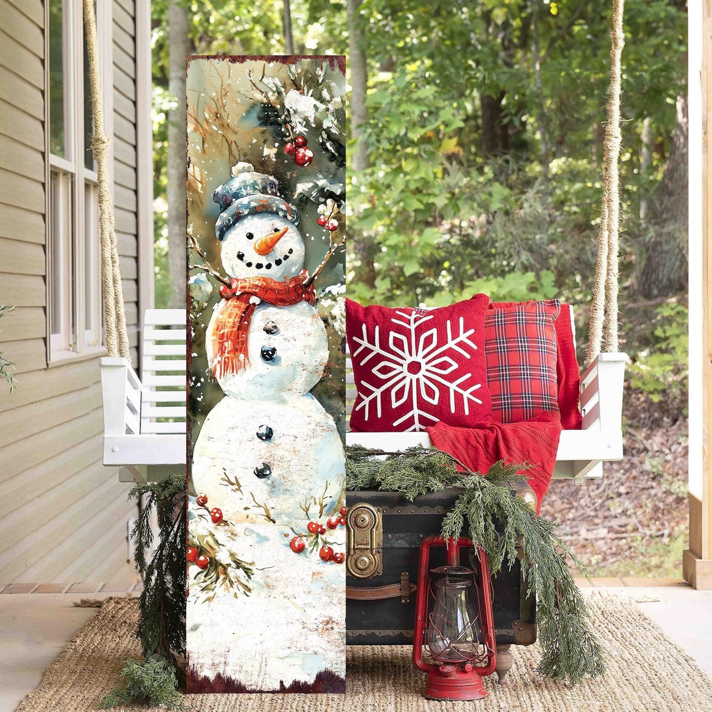 48in Snowman Christmas Porch Sign - Christmas Front Porch Plaque | Christmas Decoration | Christmas Entryway Decor | UV Print | 48x12in