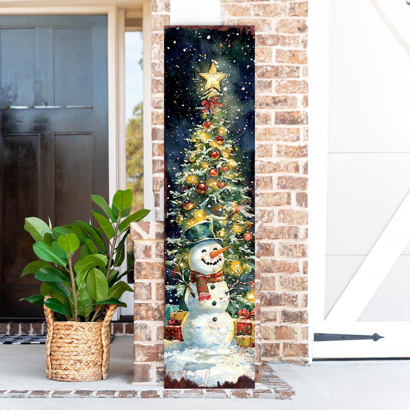 48in Snowman Christmas Porch Sign -  Christmas Decoration | Christmas Entryway Decor | Christmas Front Porch Plaque | UV Print | 48x12in