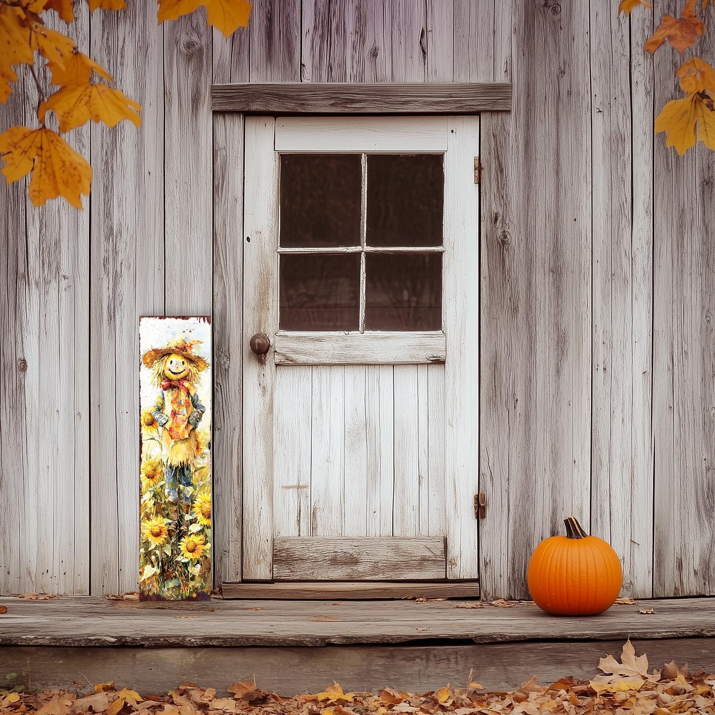 48in Fall Scarecrow Porch Sign -  Fall Front Porch with Autumn Decoration Plaque | Harvest Decor UV Print | Entryway Fall Decor | 48x12