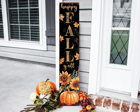 48in Fall Porch Sign “Happy Fall Y’all” - Farmhouse Entryway Decor, Vintage Autumn Front Porch Decoration | Fall Decor & Fall Porch Sign