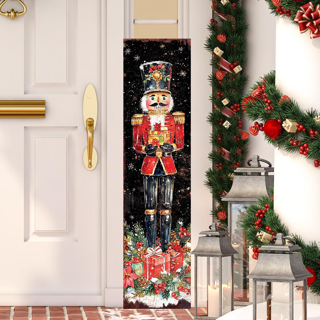 48-inch Christmas Nutcracker Porch Sign - Holiday Front Porch Plaque | Christmas Decoration | Christmas Entryway Decor | UV Print | 48x12