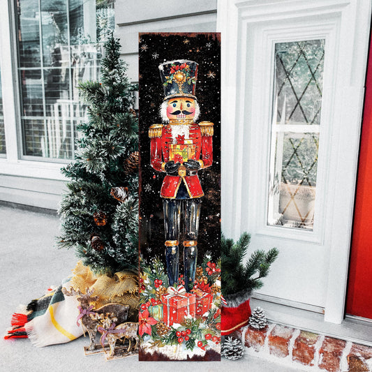 48-inch Christmas Nutcracker Porch Sign - Holiday Front Porch Plaque | Christmas Decoration | Christmas Entryway Decor | UV Print | 48x12