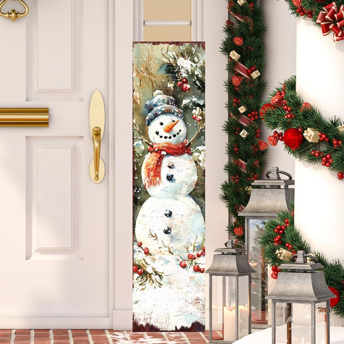 48in Snowman Christmas Porch Sign - Christmas Front Porch Plaque | Christmas Decoration | Christmas Entryway Decor | UV Print | 48x12in