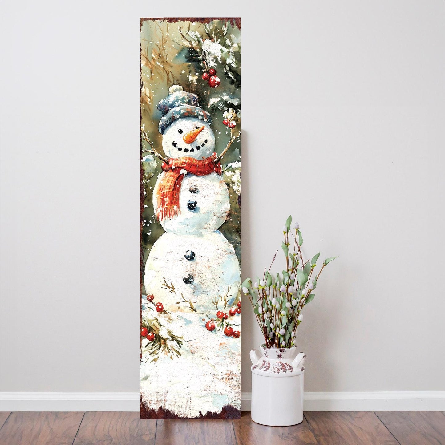 48in Snowman Christmas Porch Sign - Christmas Front Porch Plaque | Christmas Decoration | Christmas Entryway Decor | UV Print | 48x12in