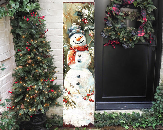 48in Snowman Christmas Porch Sign - Christmas Front Porch Plaque | Christmas Decoration | Christmas Entryway Decor | UV Print | 48x12in