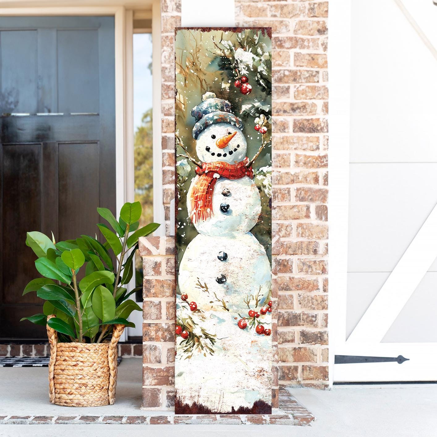 48in Snowman Christmas Porch Sign - Christmas Front Porch Plaque | Christmas Decoration | Christmas Entryway Decor | UV Print | 48x12in