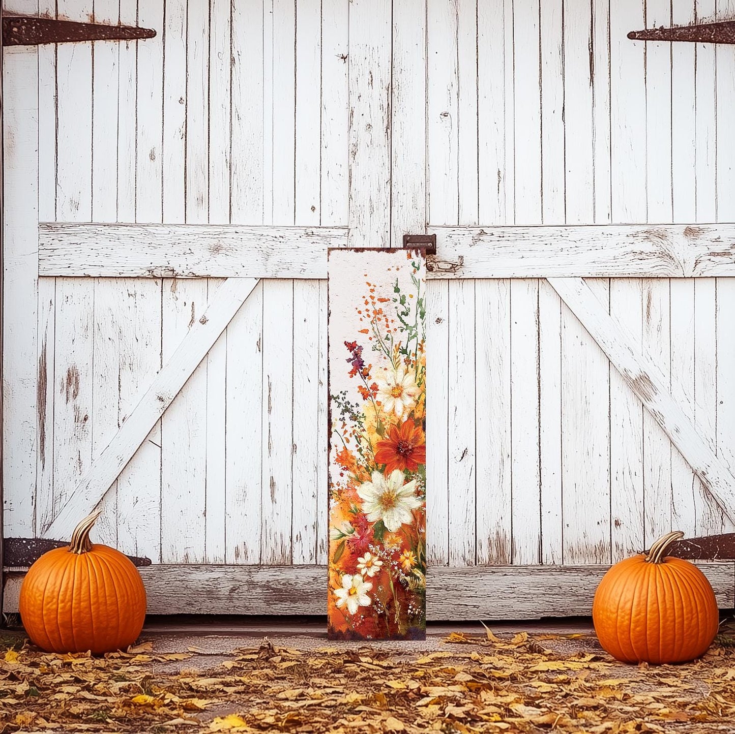 48in Fall Wildflower Porch Sign - Fall Front Porch Plaque with Harvest Decoration | Entryway Autumn Decor | Wood, UV Print | 48x12in