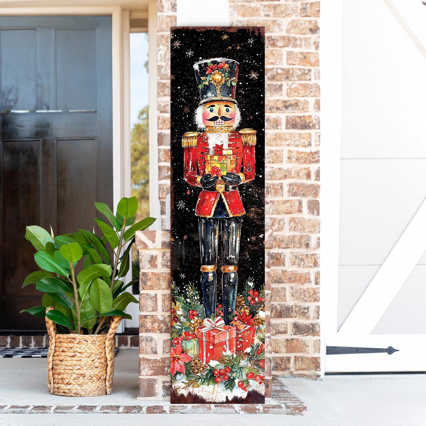 48-inch Christmas Nutcracker Porch Sign - Holiday Front Porch Plaque | Christmas Decoration | Christmas Entryway Decor | UV Print | 48x12