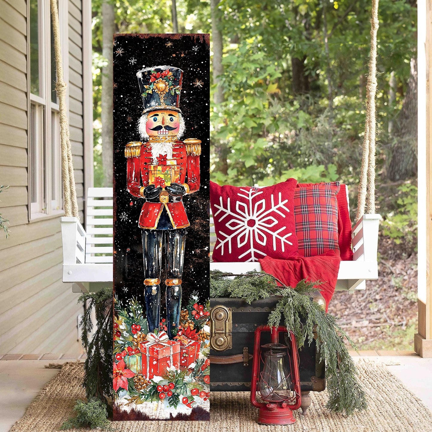 48-inch Christmas Nutcracker Porch Sign - Holiday Front Porch Plaque | Christmas Decoration | Christmas Entryway Decor | UV Print | 48x12