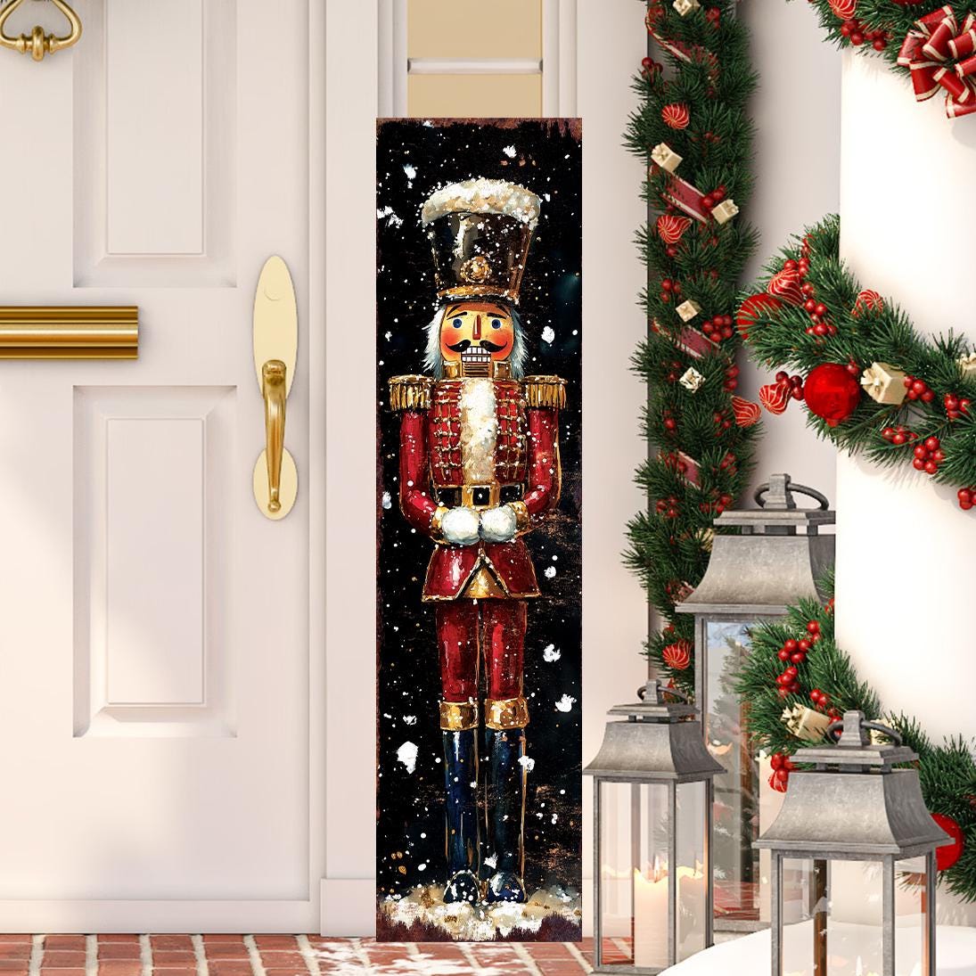 48-inch Christmas Red Nutcracker Porch Sign - Holiday Front Porch Plaque | Christmas Decoration | Christmas Entryway Decor | 48x12in