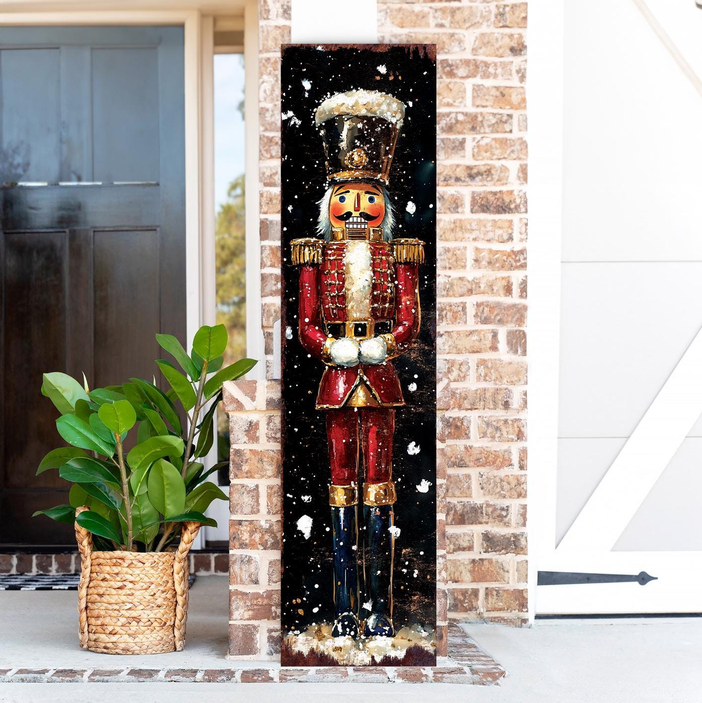 48-inch Christmas Red Nutcracker Porch Sign - Holiday Front Porch Plaque | Christmas Decoration | Christmas Entryway Decor | 48x12in