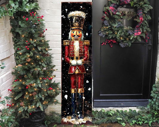 48-inch Christmas Red Nutcracker Porch Sign - Holiday Front Porch Plaque | Christmas Decoration | Christmas Entryway Decor | 48x12in