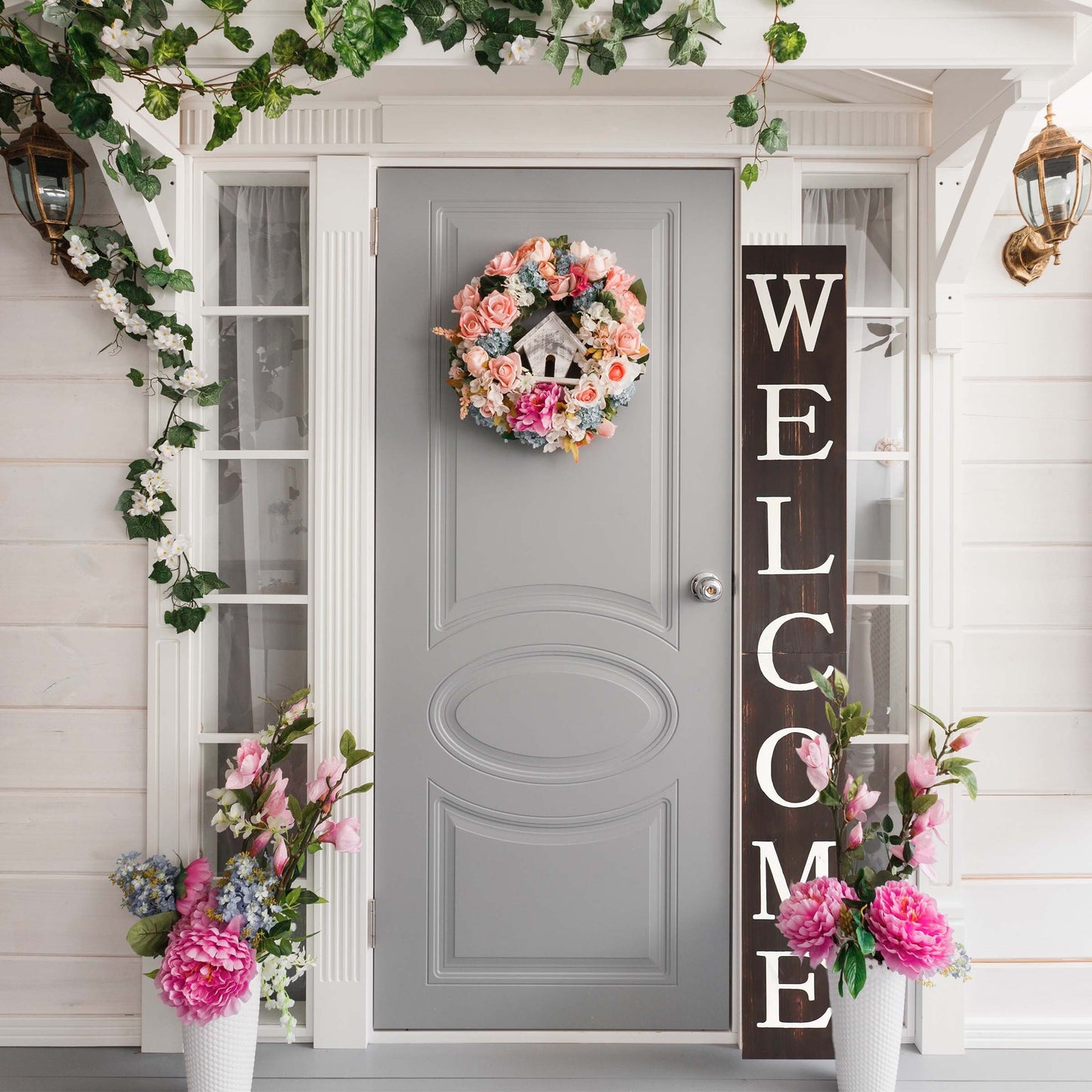 72in Outdoor Welcome Sign for Front Door, 6ft Brown Welcome Sign,Rustic Welcome Sign for Front Porch Decor