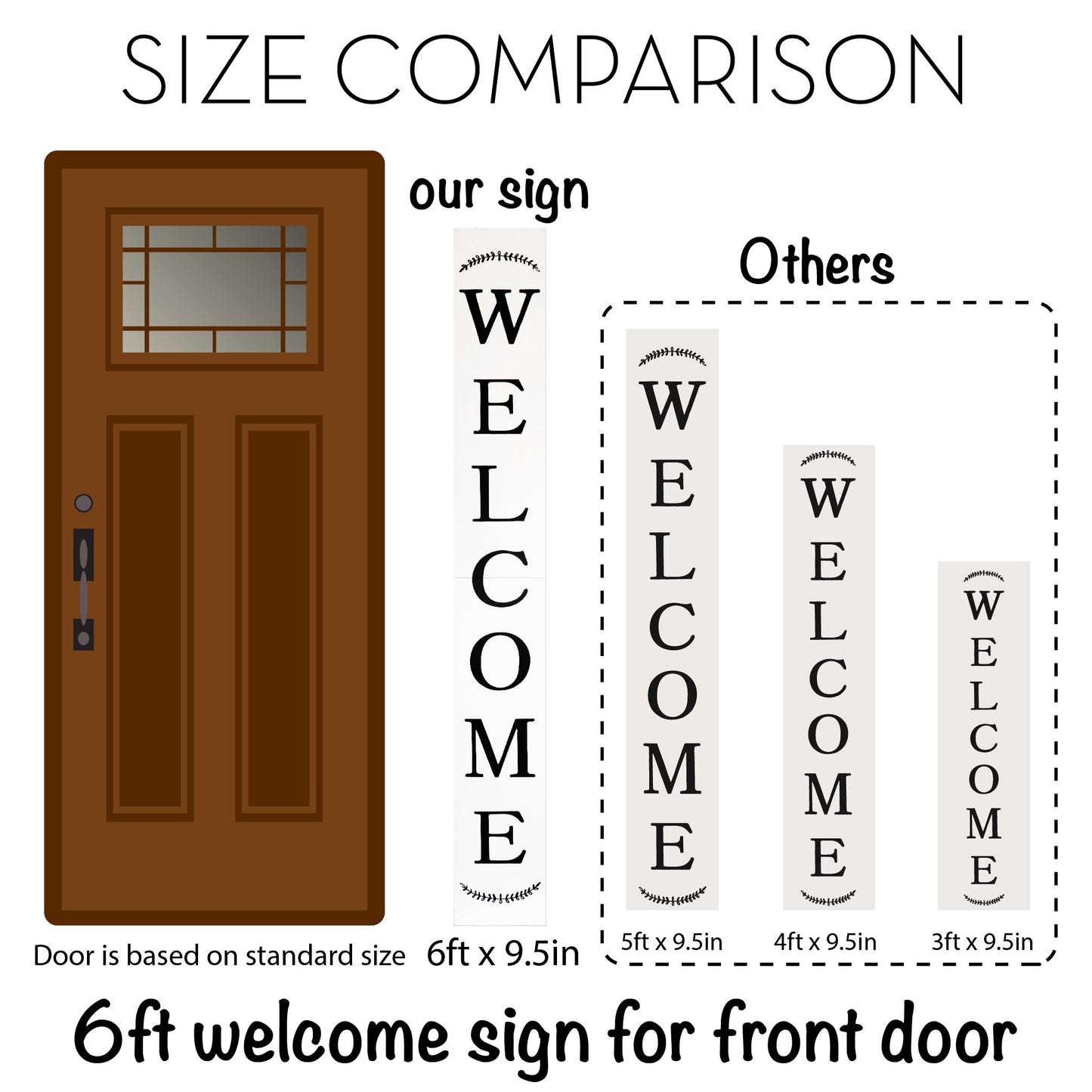 72in White Outdoor Welcome Sign - Perfect Front Door and Porch Decor