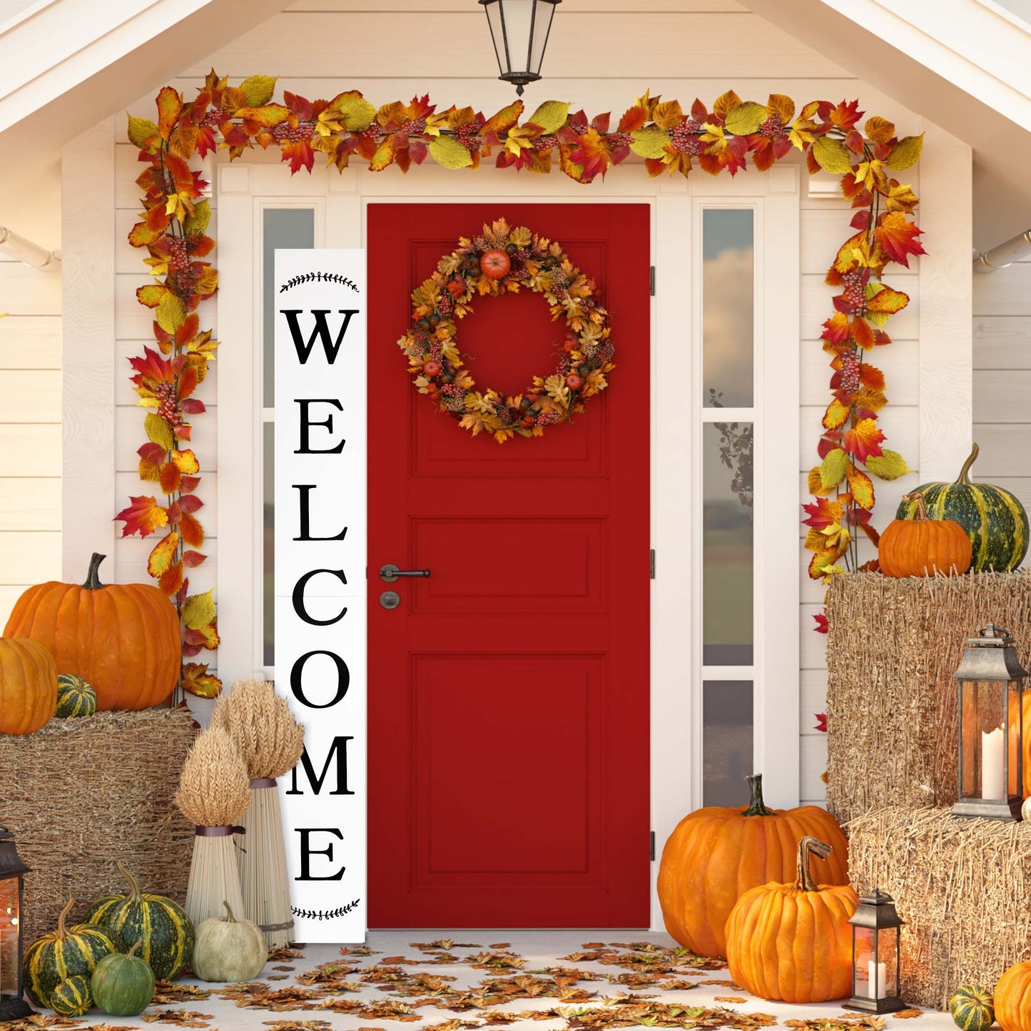 72in White Outdoor Welcome Sign - Perfect Front Door and Porch Decor