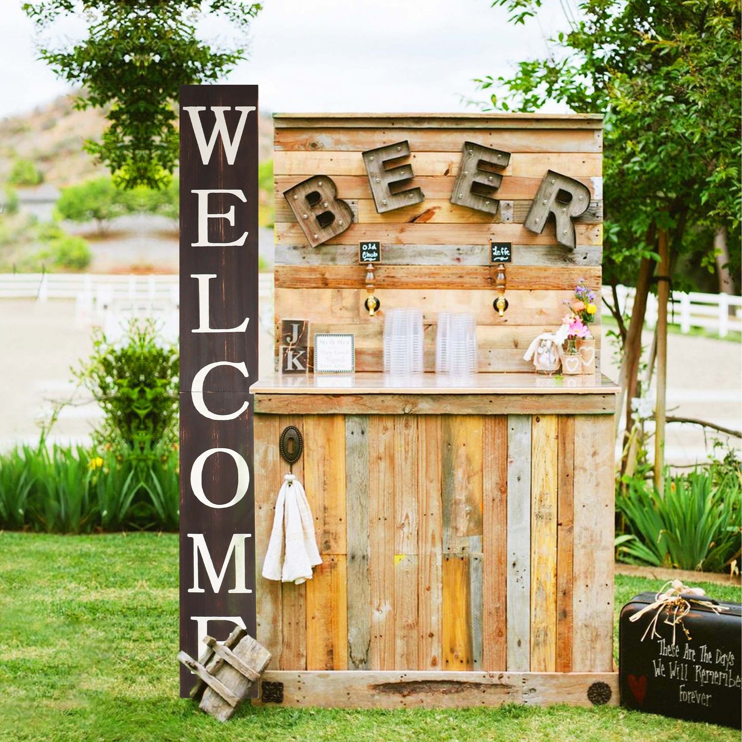 72in Outdoor Welcome Sign for Front Door, 6ft Brown Welcome Sign,Rustic Welcome Sign for Front Porch Decor