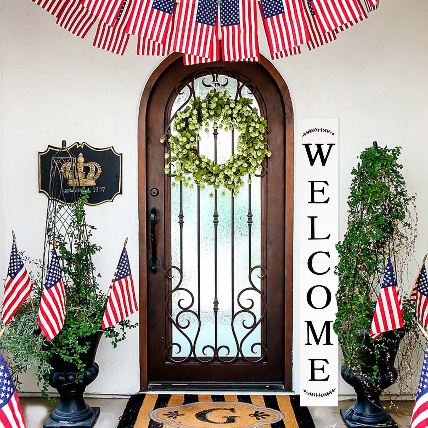 72in White Outdoor Welcome Sign - Perfect Front Door and Porch Decor