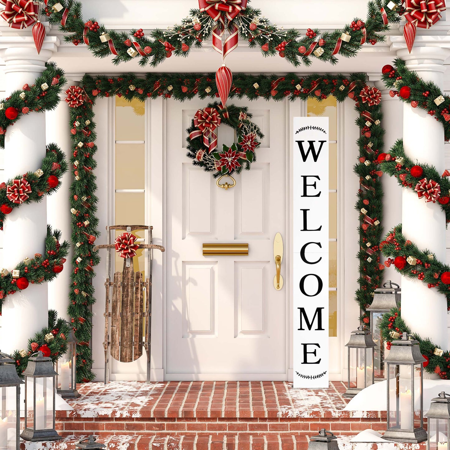 72in White Outdoor Welcome Sign - Perfect Front Door and Porch Decor