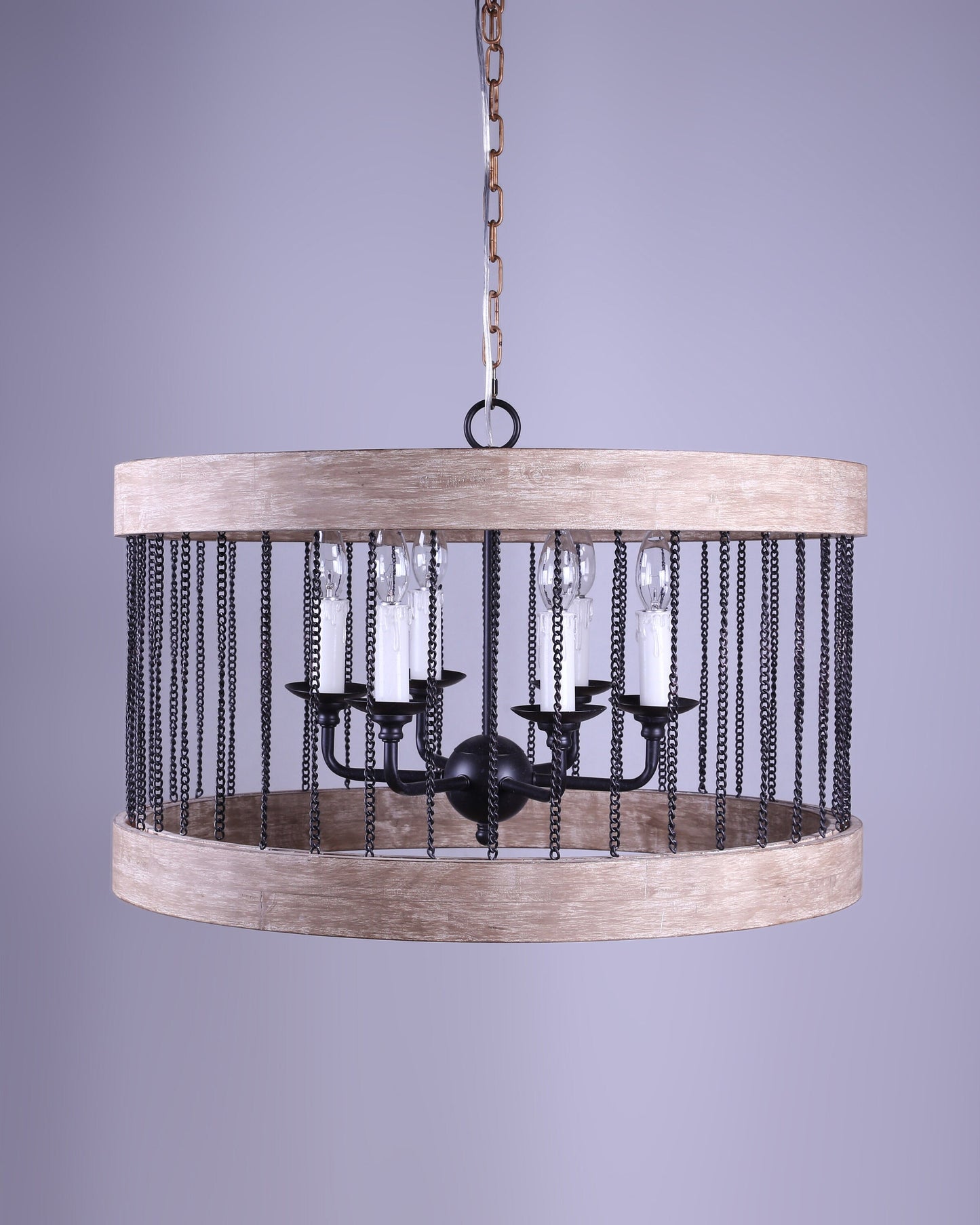 Torin Wood and Metal Cylinder Chandelier