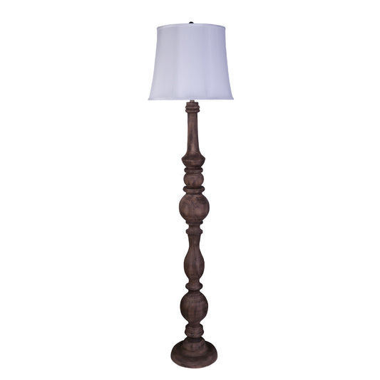 Wood carved floor lamp