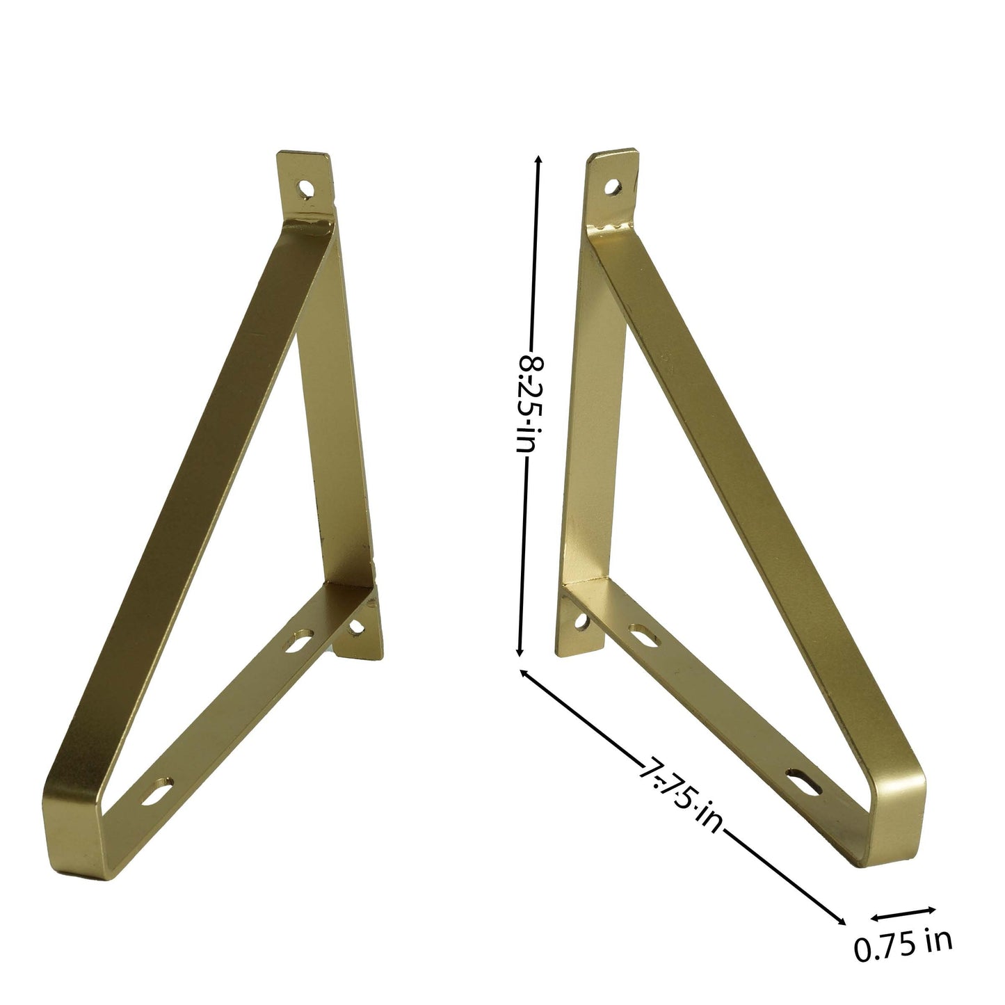 Foster Metal Wrap Shelf Bracket, Wall Mounted Shelving Brackets for Rustic Decors, Set of 2  (Gold)