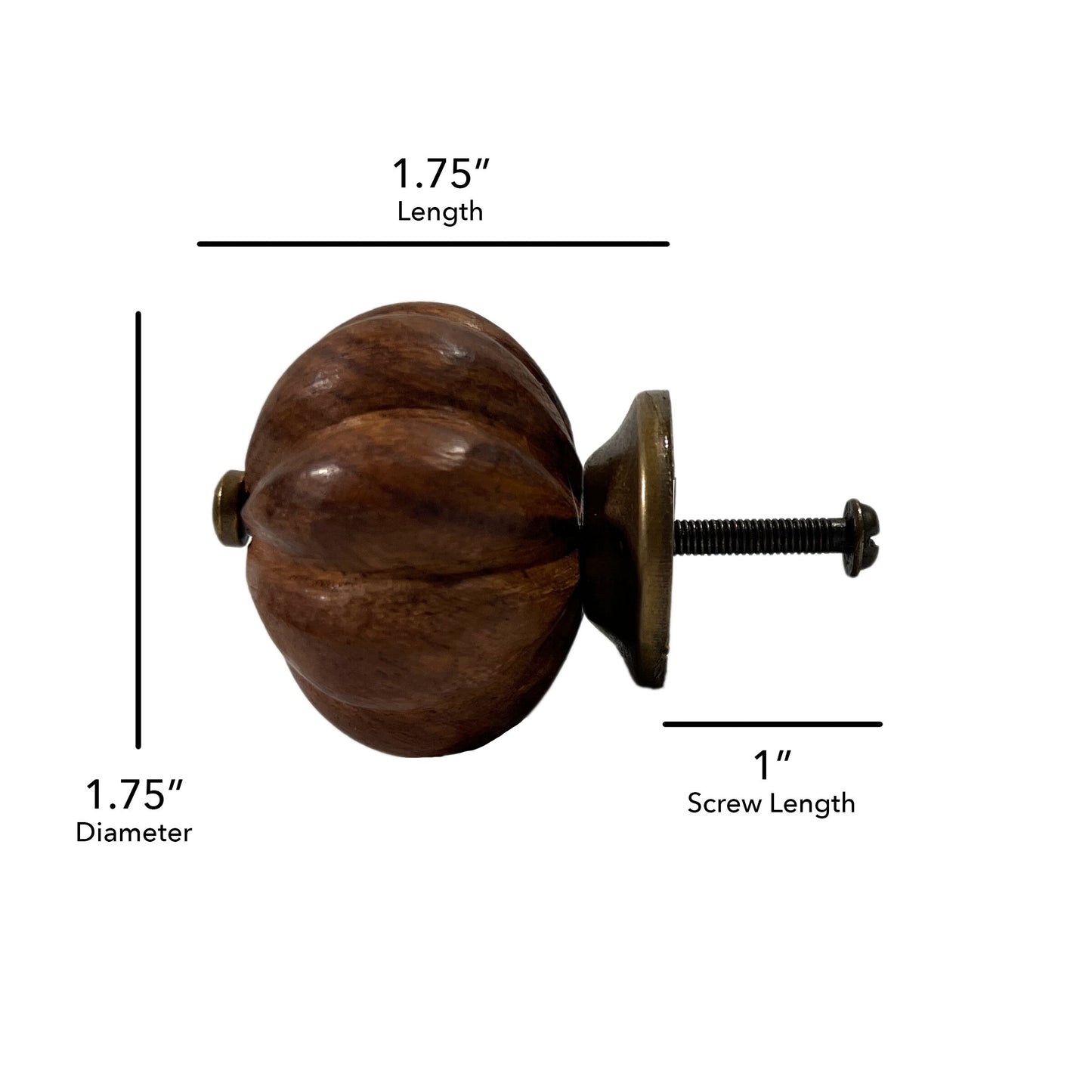 Wood Fluted Ball Cabinet Knobs 6 Pack Knobs for Cabinets and Drawers, Closet Door Knobs, Drawer Pulls and Knobs with Mounting Screws