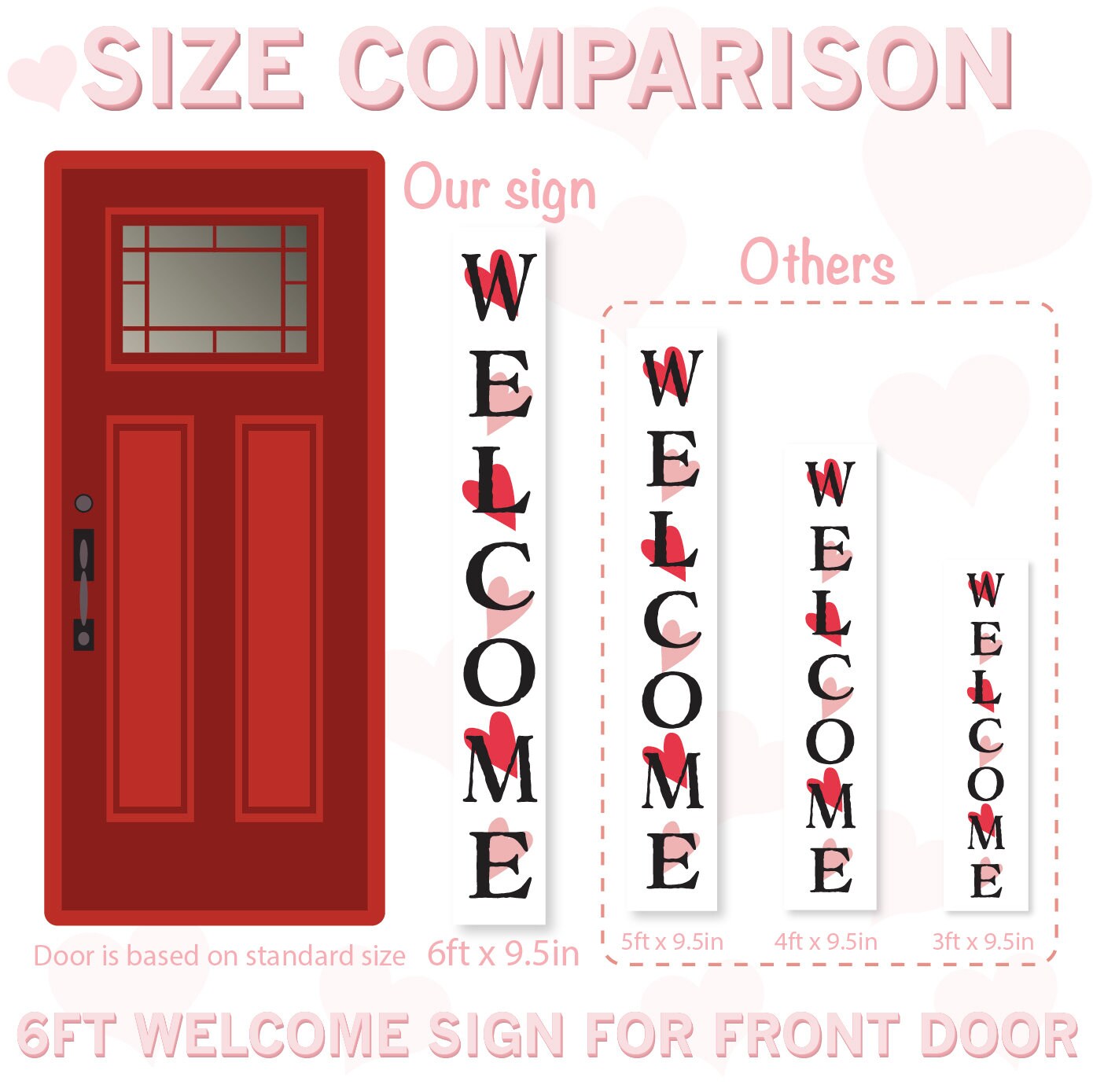 72in Outdoor Valentine's Day Welcome Sign for Front Door, 6ft Welcome Sign,Welcome Sign for Front Porch Standing