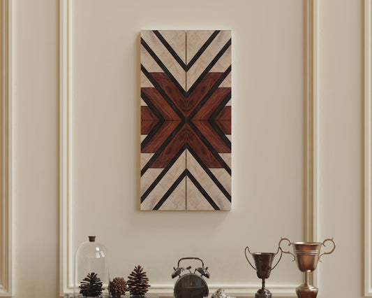 36in Wall Decor Wooden Art - Geometric Pattern Wood Wall Hanging, Boho Wall Art Prints for Apartment, Bedroom, Living Room