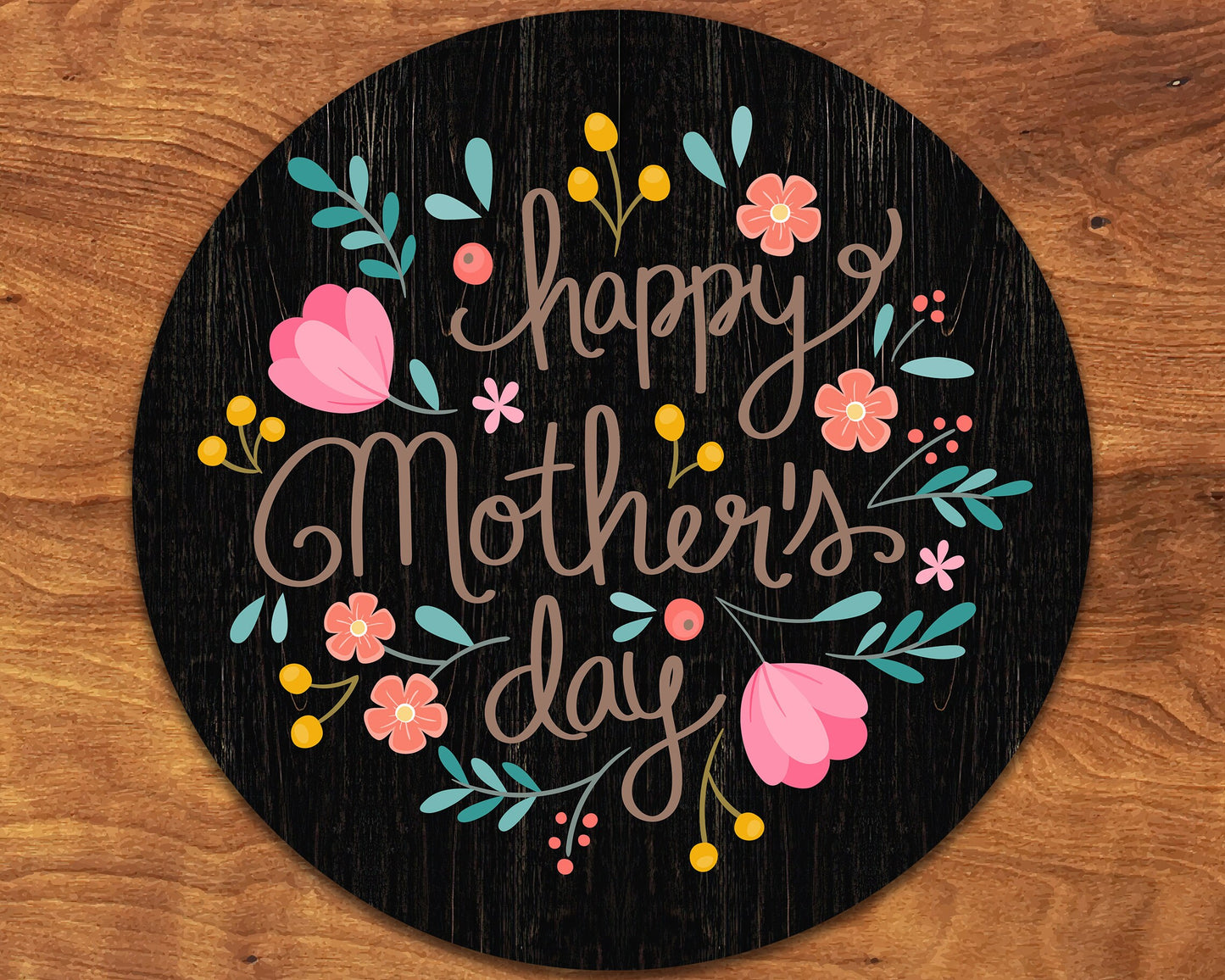 12IN Happy Mother's Day Round Wood Wall Hanging Sign