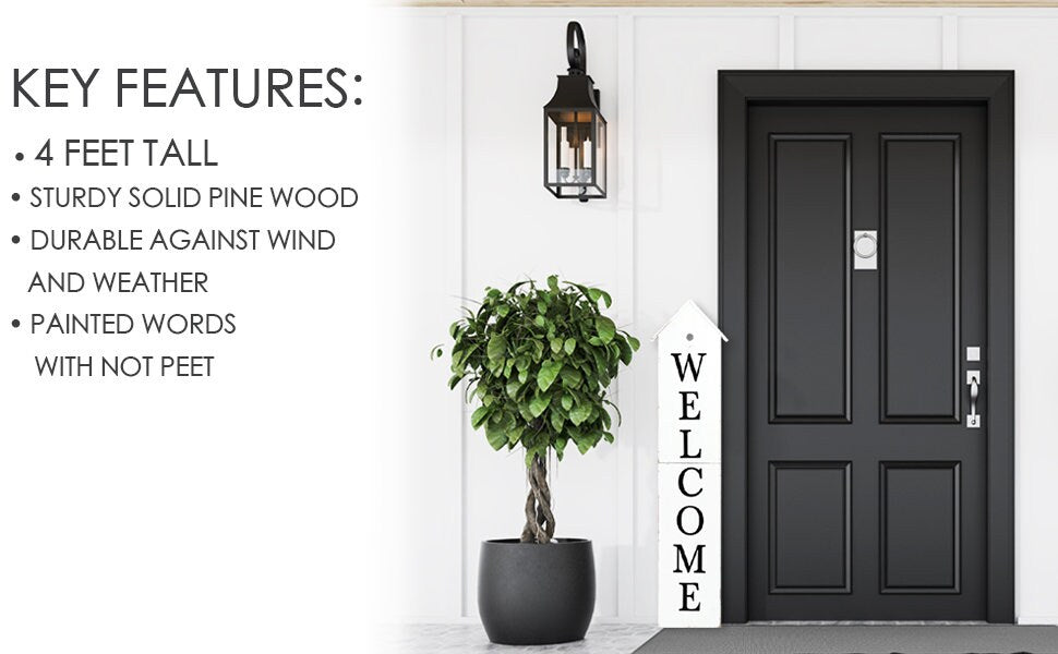 Welcome guests with a charming touch - 48in wooden porch sign with house shape