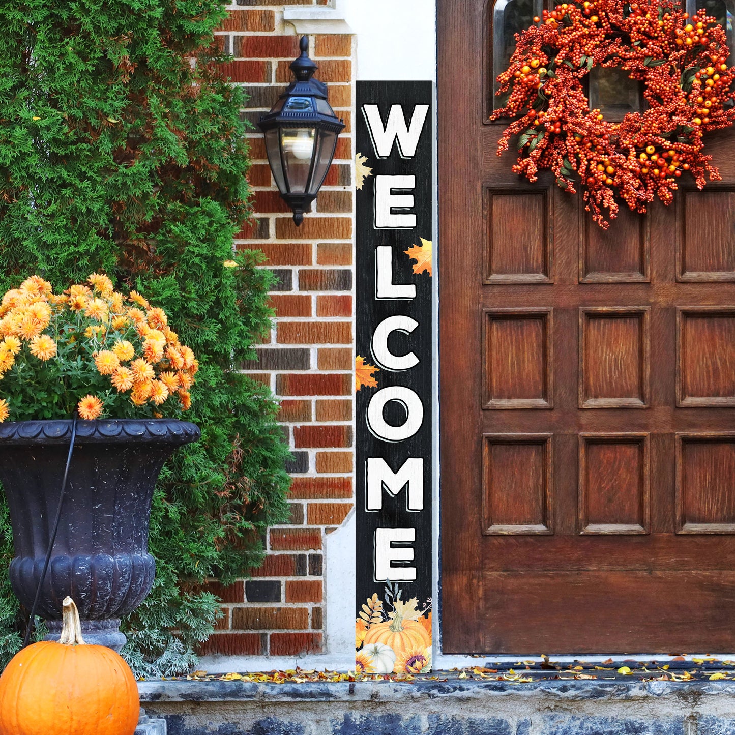 72in Fall Welcome Sign | Black Front Door Display | Perfect for Porch Decor | Ideal for Autumn Celebrations